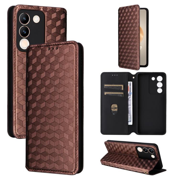 Cubic Grid Texture Flip Leather Phone Case, For vivo Y58 5G / Y38 5G / Y200i 5G, For vivo Y28 4G, For vivo X100 Ultra 5G, For vivo V30e 5G, For vivo Y100 5G IDN / V30 Lite India, For vivo Y03 4G, For vivo S18 5G / V30, For vivo S18 Pro 5G              ...