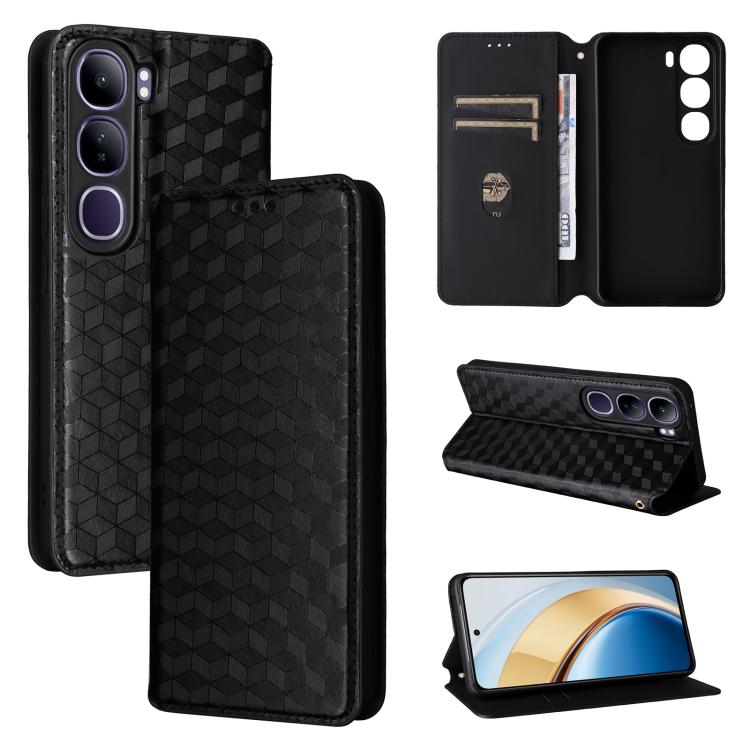 Cubic Grid Texture Flip Leather Phone Case, For vivo Y400 4G / 5G / Z10 Lite 4G, For vivo V60 5G, For vivo X200 FE 5G / S30 Pro mini 5G, For vivo X200s 5G, For vivo X200 Ultra 5G, For vivo Y39 5G / Y300i 5G, For vivo V50 Lite 5G, For vivo Y29 4G / T4X ...