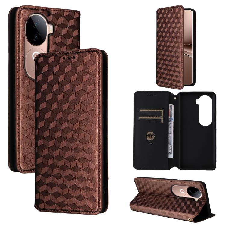 Cubic Grid Texture Flip Leather Phone Case, For vivo Y400 4G / 5G / Z10 Lite 4G, For vivo V60 5G, For vivo X200 FE 5G / S30 Pro mini 5G, For vivo X200s 5G, For vivo X200 Ultra 5G, For vivo Y39 5G / Y300i 5G, For vivo V50 Lite 5G, For vivo Y29 4G / T4X ...