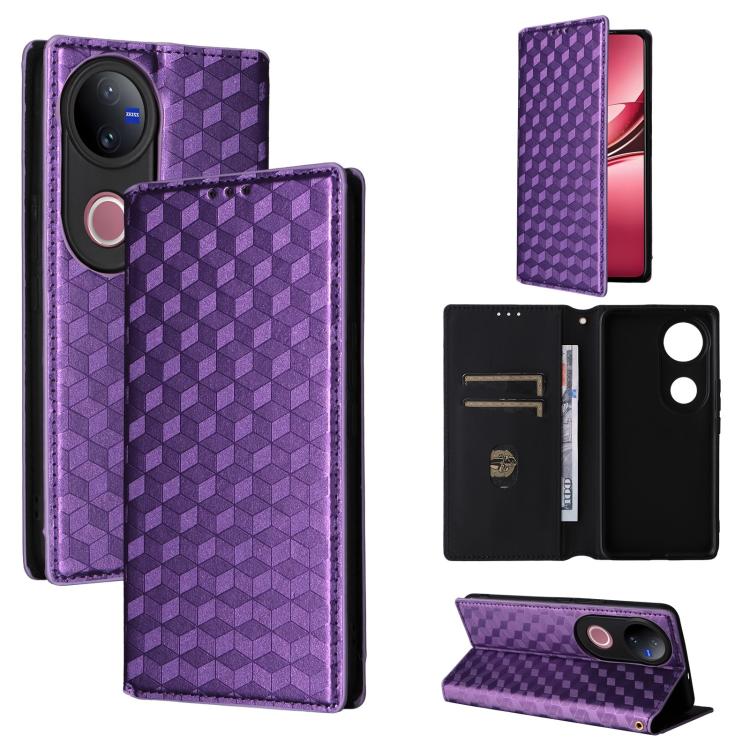 Cubic Grid Texture Flip Leather Phone Case, For vivo Y400 4G / 5G / Z10 Lite 4G, For vivo V60 5G, For vivo X200 FE 5G / S30 Pro mini 5G, For vivo X200s 5G, For vivo X200 Ultra 5G, For vivo Y39 5G / Y300i 5G, For vivo V50 Lite 5G, For vivo Y29 4G / T4X ...