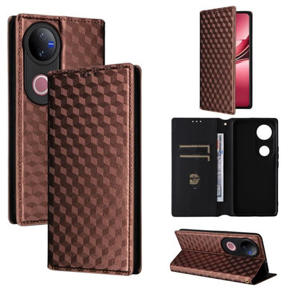 Cubic Grid Texture Flip Leather Phone Case, For vivo Y400 4G / 5G / Z10 Lite 4G, For vivo V60 5G, For vivo X200 FE 5G / S30 Pro mini 5G, For vivo X200s 5G, For vivo X200 Ultra 5G, For vivo Y39 5G / Y300i 5G, For vivo V50 Lite 5G, For vivo Y29 4G / T4X ...