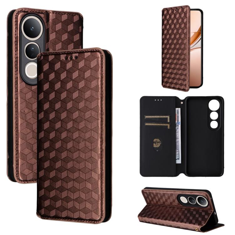 Cubic Grid Texture Flip Leather Phone Case, For vivo Y400 4G / 5G / Z10 Lite 4G, For vivo V60 5G, For vivo X200 FE 5G / S30 Pro mini 5G, For vivo X200s 5G, For vivo X200 Ultra 5G, For vivo Y39 5G / Y300i 5G, For vivo V50 Lite 5G, For vivo Y29 4G / T4X ...