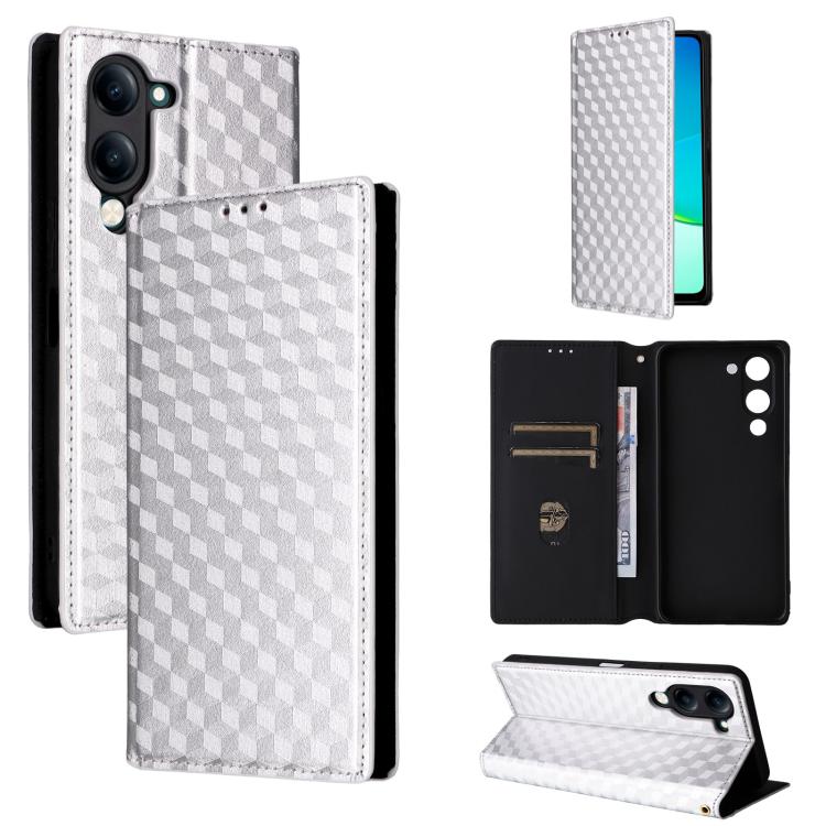 Cubic Grid Texture Flip Leather Phone Case, For vivo Y400 4G / 5G / Z10 Lite 4G, For vivo V60 5G, For vivo X200 FE 5G / S30 Pro mini 5G, For vivo X200s 5G, For vivo X200 Ultra 5G, For vivo Y39 5G / Y300i 5G, For vivo V50 Lite 5G, For vivo Y29 4G / T4X ...