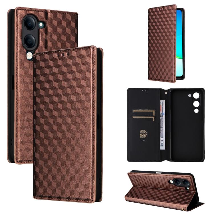 Cubic Grid Texture Flip Leather Phone Case, For vivo Y400 4G / 5G / Z10 Lite 4G, For vivo V60 5G, For vivo X200 FE 5G / S30 Pro mini 5G, For vivo X200s 5G, For vivo X200 Ultra 5G, For vivo Y39 5G / Y300i 5G, For vivo V50 Lite 5G, For vivo Y29 4G / T4X ...