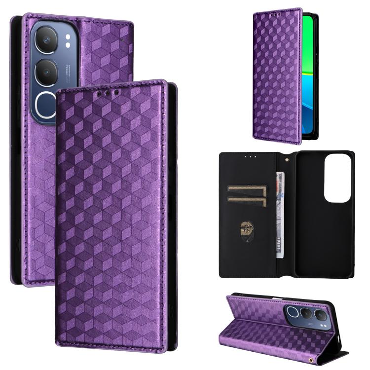 Cubic Grid Texture Flip Leather Phone Case, For vivo Y400 4G / 5G / Z10 Lite 4G, For vivo V60 5G, For vivo X200 FE 5G / S30 Pro mini 5G, For vivo X200s 5G, For vivo X200 Ultra 5G, For vivo Y39 5G / Y300i 5G, For vivo V50 Lite 5G, For vivo Y29 4G / T4X ...