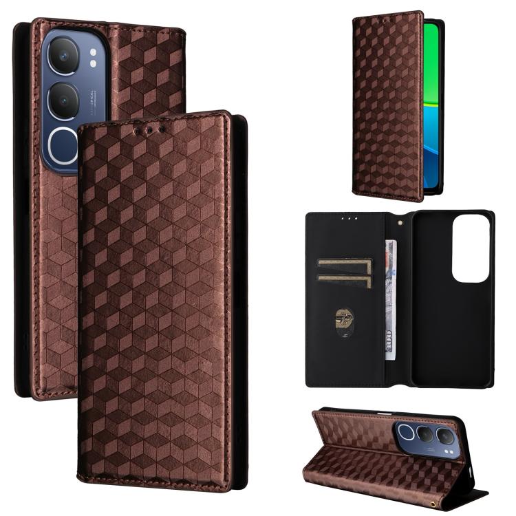Cubic Grid Texture Flip Leather Phone Case, For vivo Y400 4G / 5G / Z10 Lite 4G, For vivo V60 5G, For vivo X200 FE 5G / S30 Pro mini 5G, For vivo X200s 5G, For vivo X200 Ultra 5G, For vivo Y39 5G / Y300i 5G, For vivo V50 Lite 5G, For vivo Y29 4G / T4X ...