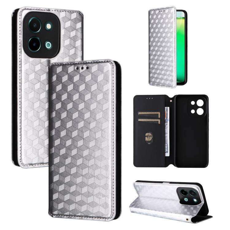 Cubic Grid Texture Flip Leather Phone Case, For vivo Y58 5G / Y38 5G / Y200i 5G, For vivo Y28 4G, For vivo X100 Ultra 5G, For vivo V30e 5G, For vivo Y100 5G IDN / V30 Lite India, For vivo Y03 4G, For vivo S18 5G / V30, For vivo S18 Pro 5G              ...