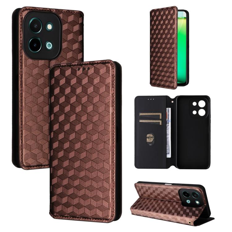 Cubic Grid Texture Flip Leather Phone Case, For vivo Y58 5G / Y38 5G / Y200i 5G, For vivo Y28 4G, For vivo X100 Ultra 5G, For vivo V30e 5G, For vivo Y100 5G IDN / V30 Lite India, For vivo Y03 4G, For vivo S18 5G / V30, For vivo S18 Pro 5G              ...