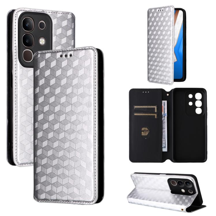 Cubic Grid Texture Flip Leather Phone Case, For vivo Y400 4G / 5G / Z10 Lite 4G, For vivo V60 5G, For vivo X200 FE 5G / S30 Pro mini 5G, For vivo X200s 5G, For vivo X200 Ultra 5G, For vivo Y39 5G / Y300i 5G, For vivo V50 Lite 5G, For vivo Y29 4G / T4X ...