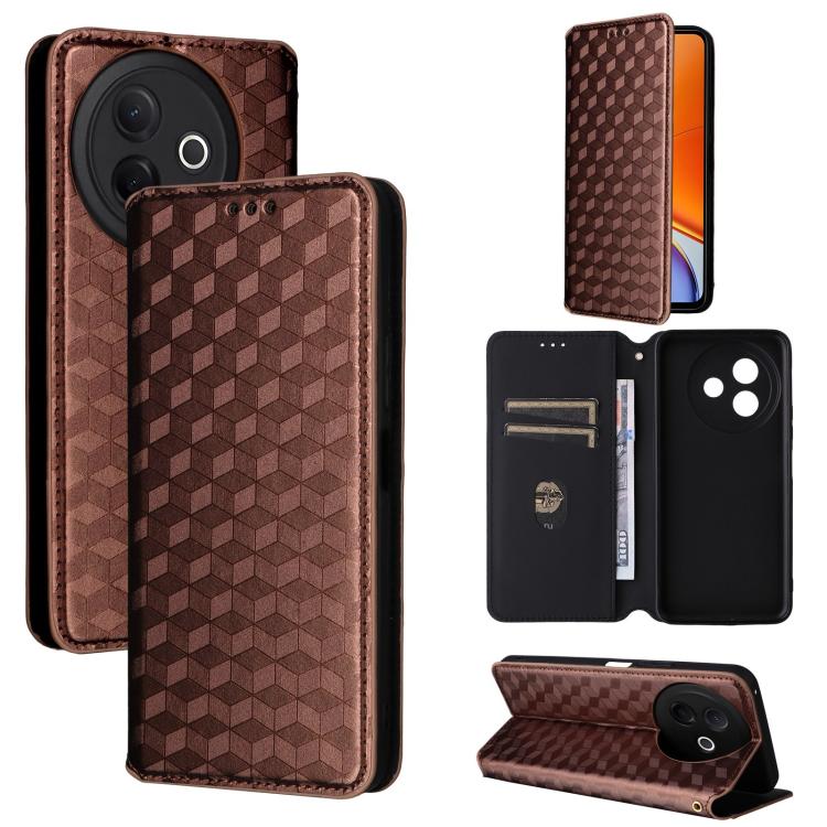 Cubic Grid Texture Flip Leather Phone Case, For vivo Y400 4G / 5G / Z10 Lite 4G, For vivo V60 5G, For vivo X200 FE 5G / S30 Pro mini 5G, For vivo X200s 5G, For vivo X200 Ultra 5G, For vivo Y39 5G / Y300i 5G, For vivo V50 Lite 5G, For vivo Y29 4G / T4X ...