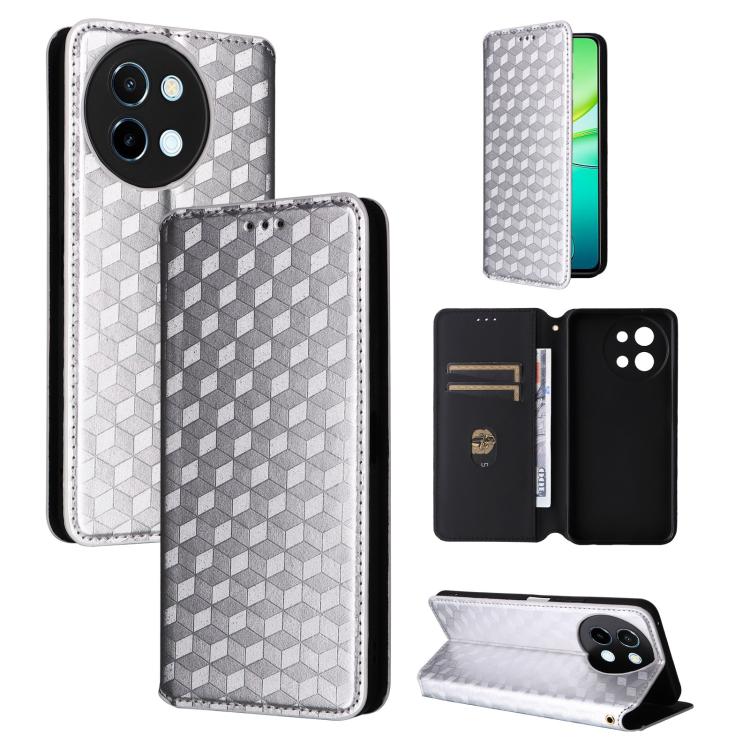 Cubic Grid Texture Flip Leather Phone Case, For vivo Y58 5G / Y38 5G / Y200i 5G, For vivo Y28 4G, For vivo X100 Ultra 5G, For vivo V30e 5G, For vivo Y100 5G IDN / V30 Lite India, For vivo Y03 4G, For vivo S18 5G / V30, For vivo S18 Pro 5G              ...