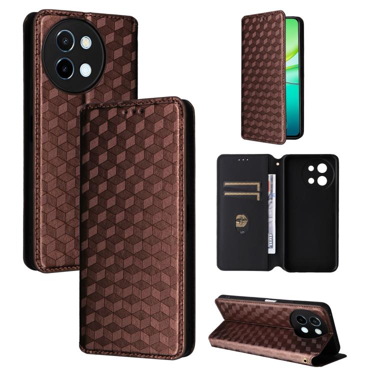 Cubic Grid Texture Flip Leather Phone Case, For vivo Y58 5G / Y38 5G / Y200i 5G, For vivo Y28 4G, For vivo X100 Ultra 5G, For vivo V30e 5G, For vivo Y100 5G IDN / V30 Lite India, For vivo Y03 4G, For vivo S18 5G / V30, For vivo S18 Pro 5G              ...
