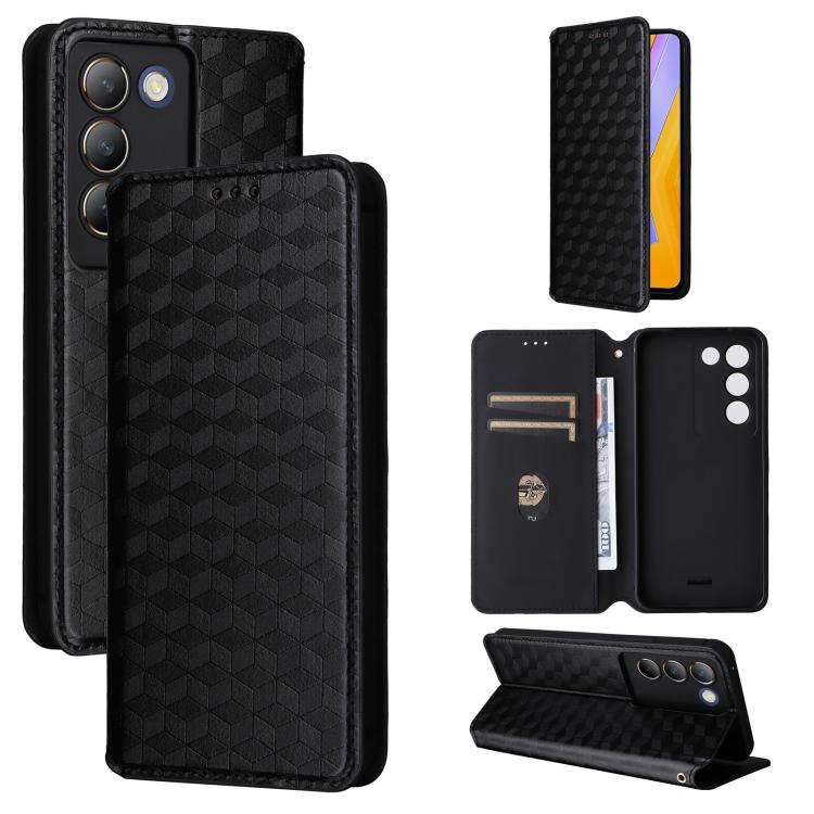 Cubic Grid Texture Flip Leather Phone Case, For vivo Y58 5G / Y38 5G / Y200i 5G, For vivo Y28 4G, For vivo X100 Ultra 5G, For vivo V30e 5G, For vivo Y100 5G IDN / V30 Lite India, For vivo Y03 4G, For vivo S18 5G / V30, For vivo S18 Pro 5G              ...