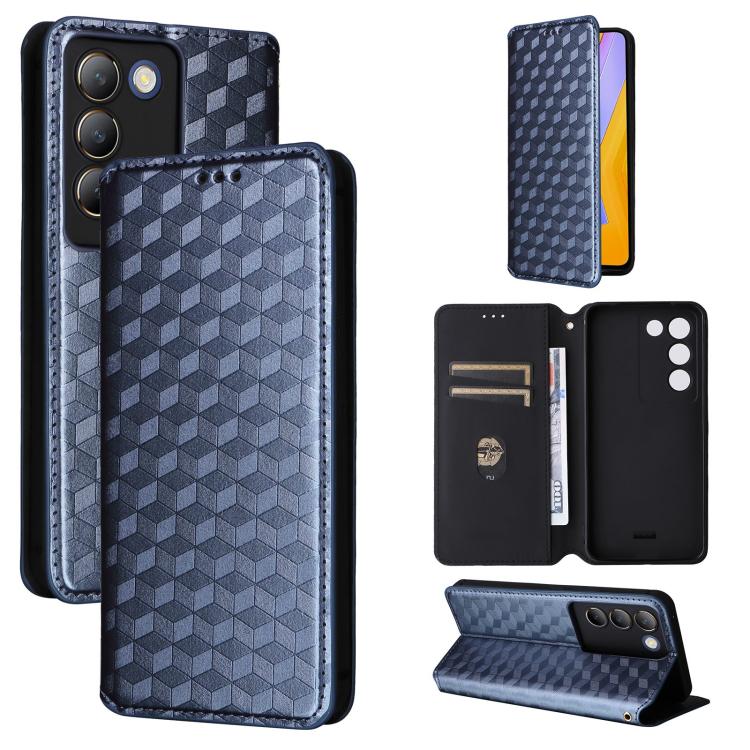 Cubic Grid Texture Flip Leather Phone Case, For vivo Y58 5G / Y38 5G / Y200i 5G, For vivo Y28 4G, For vivo X100 Ultra 5G, For vivo V30e 5G, For vivo Y100 5G IDN / V30 Lite India, For vivo Y03 4G, For vivo S18 5G / V30, For vivo S18 Pro 5G              ...