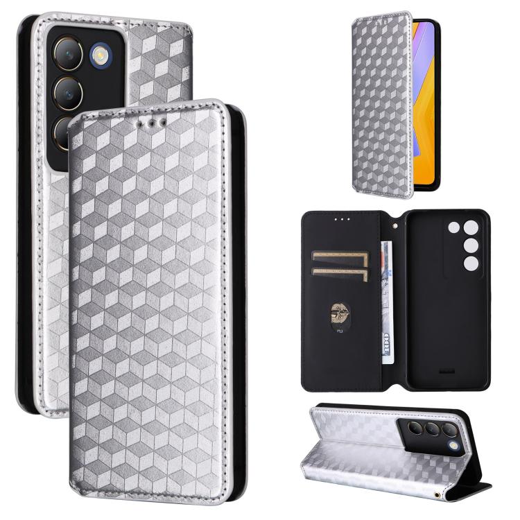 Cubic Grid Texture Flip Leather Phone Case, For vivo Y58 5G / Y38 5G / Y200i 5G, For vivo Y28 4G, For vivo X100 Ultra 5G, For vivo V30e 5G, For vivo Y100 5G IDN / V30 Lite India, For vivo Y03 4G, For vivo S18 5G / V30, For vivo S18 Pro 5G              ...