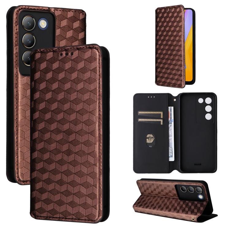Cubic Grid Texture Flip Leather Phone Case, For vivo Y58 5G / Y38 5G / Y200i 5G, For vivo Y28 4G, For vivo X100 Ultra 5G, For vivo V30e 5G, For vivo Y100 5G IDN / V30 Lite India, For vivo Y03 4G, For vivo S18 5G / V30, For vivo S18 Pro 5G              ...