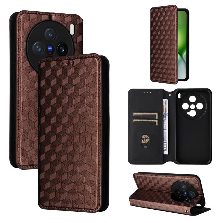 Cubic Grid Texture Flip Leather Phone Case, For vivo Y400 4G / 5G / Z10 Lite 4G, For vivo V60 5G, For vivo X200 FE 5G / S30 Pro mini 5G, For vivo X200s 5G, For vivo X200 Ultra 5G, For vivo Y39 5G / Y300i 5G, For vivo V50 Lite 5G, For vivo Y29 4G / T4X ...