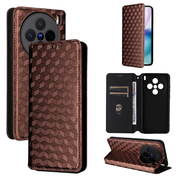 Cubic Grid Texture Flip Leather Phone Case, For vivo Y400 4G / 5G / Z10 Lite 4G, For vivo V60 5G, For vivo X200 FE 5G / S30 Pro mini 5G, For vivo X200s 5G, For vivo X200 Ultra 5G, For vivo Y39 5G / Y300i 5G, For vivo V50 Lite 5G, For vivo Y29 4G / T4X ...