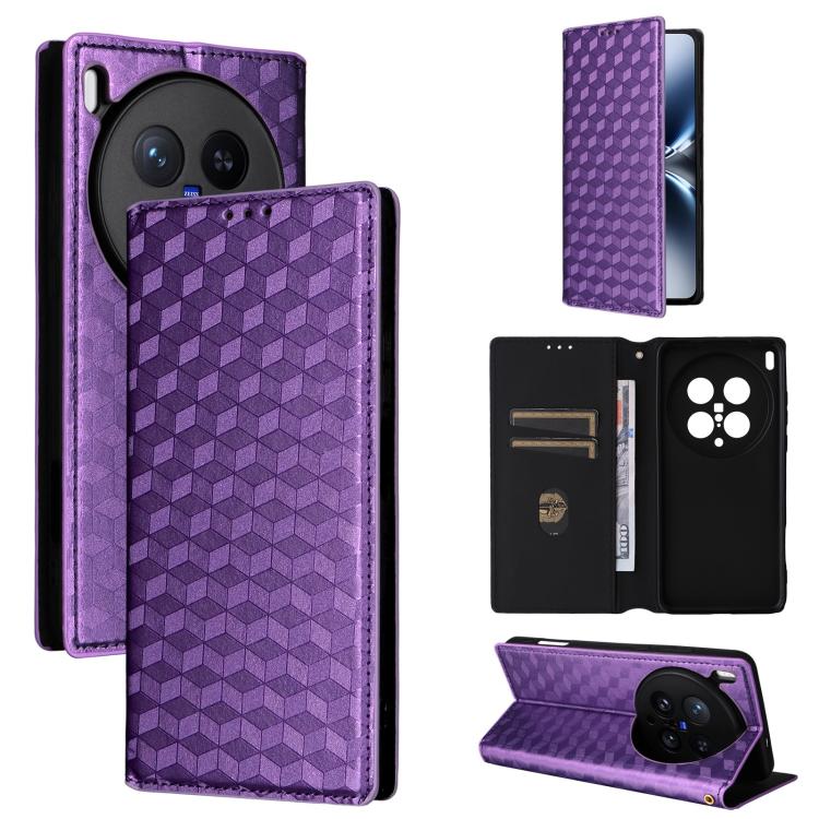 Cubic Grid Texture Flip Leather Phone Case, For vivo Y400 4G / 5G / Z10 Lite 4G, For vivo V60 5G, For vivo X200 FE 5G / S30 Pro mini 5G, For vivo X200s 5G, For vivo X200 Ultra 5G, For vivo Y39 5G / Y300i 5G, For vivo V50 Lite 5G, For vivo Y29 4G / T4X ...