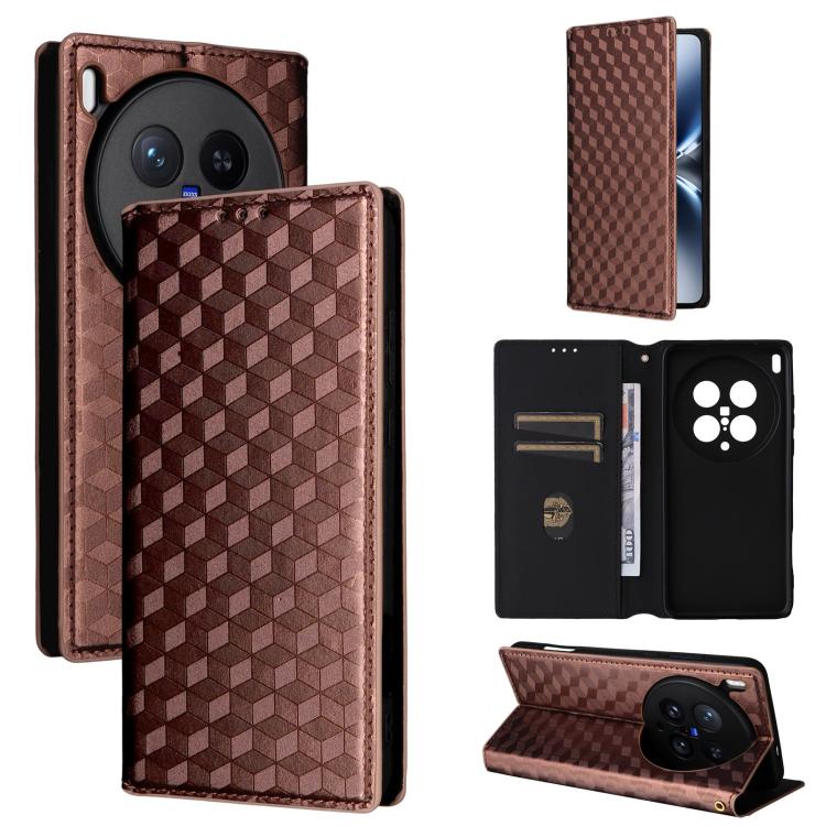 Cubic Grid Texture Flip Leather Phone Case, For vivo Y400 4G / 5G / Z10 Lite 4G, For vivo V60 5G, For vivo X200 FE 5G / S30 Pro mini 5G, For vivo X200s 5G, For vivo X200 Ultra 5G, For vivo Y39 5G / Y300i 5G, For vivo V50 Lite 5G, For vivo Y29 4G / T4X ...