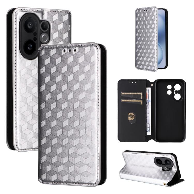 Cubic Grid Texture Flip Leather Phone Case, For vivo Y400 4G / 5G / Z10 Lite 4G, For vivo V60 5G, For vivo X200 FE 5G / S30 Pro mini 5G, For vivo X200s 5G, For vivo X200 Ultra 5G, For vivo Y39 5G / Y300i 5G, For vivo V50 Lite 5G, For vivo Y29 4G / T4X ...