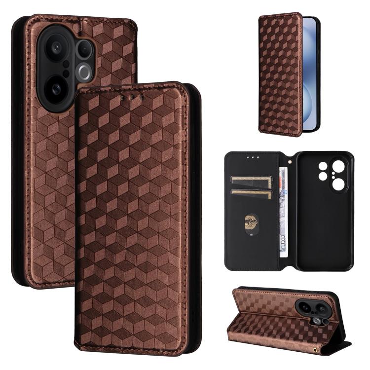 Cubic Grid Texture Flip Leather Phone Case, For vivo Y400 4G / 5G / Z10 Lite 4G, For vivo V60 5G, For vivo X200 FE 5G / S30 Pro mini 5G, For vivo X200s 5G, For vivo X200 Ultra 5G, For vivo Y39 5G / Y300i 5G, For vivo V50 Lite 5G, For vivo Y29 4G / T4X ...
