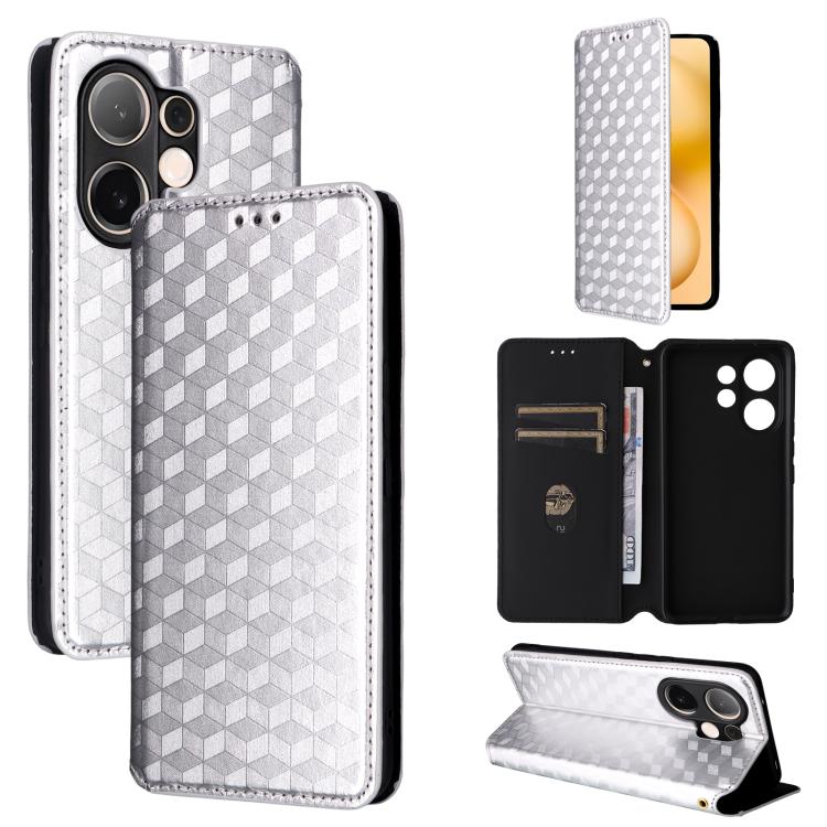 Cubic Grid Texture Flip Leather Phone Case, For vivo Y400 4G / 5G / Z10 Lite 4G, For vivo V60 5G, For vivo X200 FE 5G / S30 Pro mini 5G, For vivo X200s 5G, For vivo X200 Ultra 5G, For vivo Y39 5G / Y300i 5G, For vivo V50 Lite 5G, For vivo Y29 4G / T4X ...