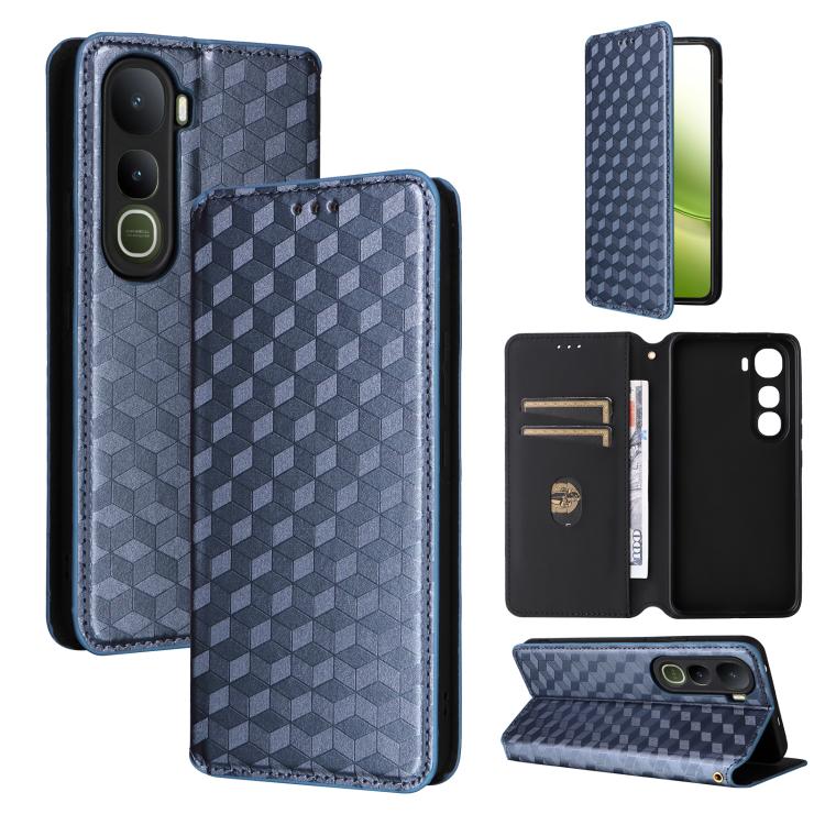Cubic Grid Texture Flip Leather Phone Case, For vivo Y400 4G / 5G / Z10 Lite 4G, For vivo V60 5G, For vivo X200 FE 5G / S30 Pro mini 5G, For vivo X200s 5G, For vivo X200 Ultra 5G, For vivo Y39 5G / Y300i 5G, For vivo V50 Lite 5G, For vivo Y29 4G / T4X ...