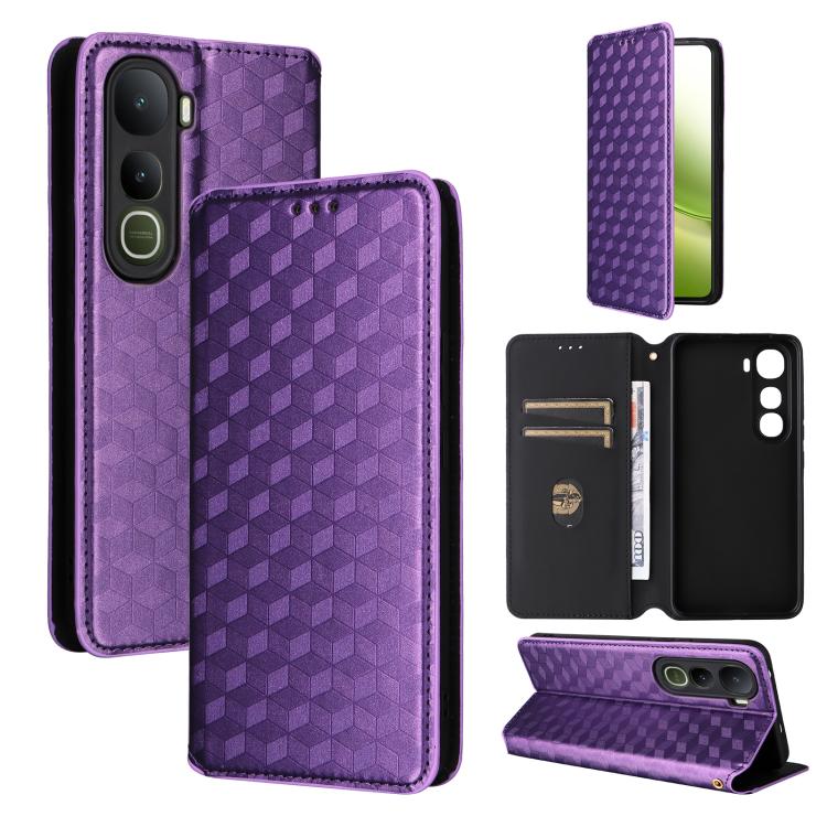 Cubic Grid Texture Flip Leather Phone Case, For vivo Y400 4G / 5G / Z10 Lite 4G, For vivo V60 5G, For vivo X200 FE 5G / S30 Pro mini 5G, For vivo X200s 5G, For vivo X200 Ultra 5G, For vivo Y39 5G / Y300i 5G, For vivo V50 Lite 5G, For vivo Y29 4G / T4X ...