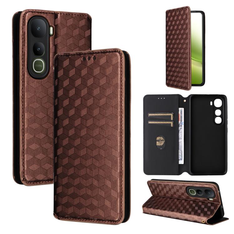Cubic Grid Texture Flip Leather Phone Case, For vivo Y400 4G / 5G / Z10 Lite 4G, For vivo V60 5G, For vivo X200 FE 5G / S30 Pro mini 5G, For vivo X200s 5G, For vivo X200 Ultra 5G, For vivo Y39 5G / Y300i 5G, For vivo V50 Lite 5G, For vivo Y29 4G / T4X ...