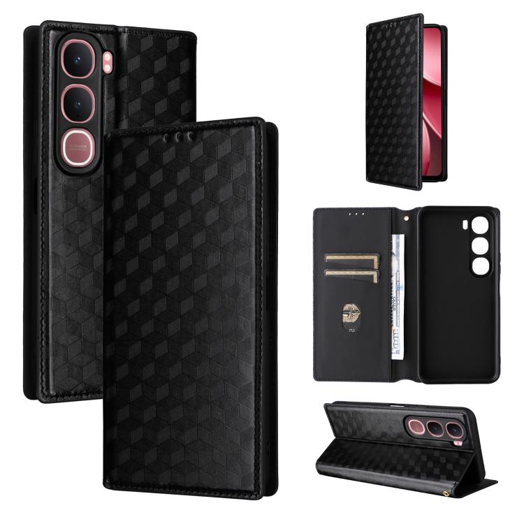 Cubic Grid Texture Flip Leather Phone Case, For vivo iQOO Z11S / V80 Lite SEA, For vivo S2 5G / V80 Lite 5G, For vivo Y05e 4G / T5e 4G, For vivo X300 E 5G, For vivo iQOO Z11 5G / T5 Pro 5G / Y500 4G, For vivo Y600 Turbo 5G, For vivo X300 FE / S50 Pro m...
