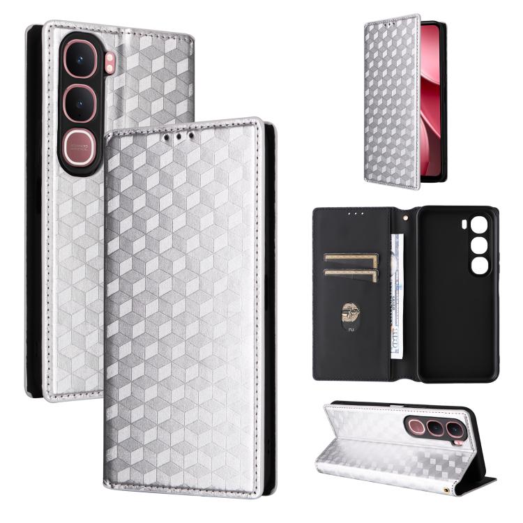 Cubic Grid Texture Flip Leather Phone Case, For vivo iQOO Z11S / V80 Lite SEA, For vivo S2 5G / V80 Lite 5G, For vivo Y05e 4G / T5e 4G, For vivo X300 E 5G, For vivo iQOO Z11 5G / T5 Pro 5G / Y500 4G, For vivo Y600 Turbo 5G, For vivo X300 FE / S50 Pro m...
