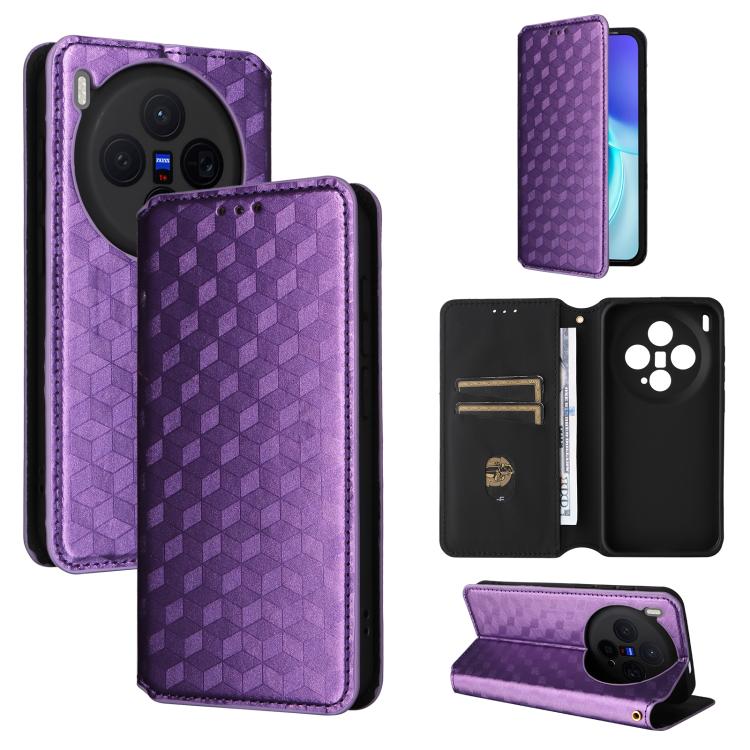 Cubic Grid Texture Flip Leather Phone Case, For vivo iQOO Z11S / V80 Lite SEA, For vivo S2 5G / V80 Lite 5G, For vivo Y05e 4G / T5e 4G, For vivo X300 E 5G, For vivo iQOO Z11 5G / T5 Pro 5G / Y500 4G, For vivo Y600 Turbo 5G, For vivo X300 FE / S50 Pro m...