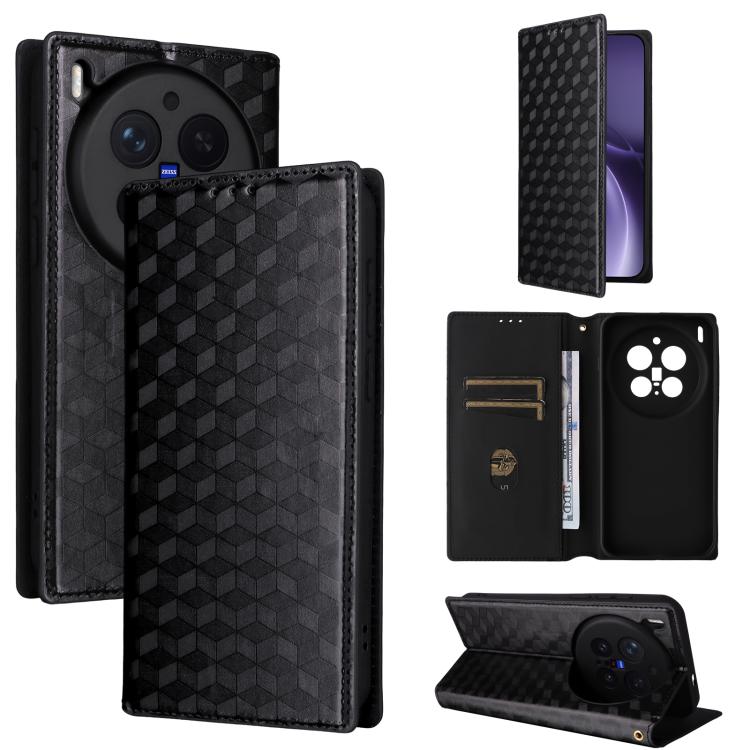 Cubic Grid Texture Flip Leather Phone Case, For vivo iQOO Z11S / V80 Lite SEA, For vivo S2 5G / V80 Lite 5G, For vivo Y05e 4G / T5e 4G, For vivo X300 E 5G, For vivo iQOO Z11 5G / T5 Pro 5G / Y500 4G, For vivo Y600 Turbo 5G, For vivo X300 FE / S50 Pro m...