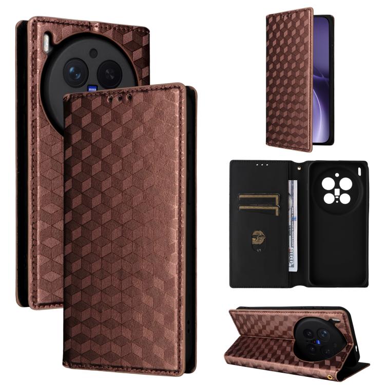 Cubic Grid Texture Flip Leather Phone Case, For vivo iQOO Z11S / V80 Lite SEA, For vivo S2 5G / V80 Lite 5G, For vivo Y05e 4G / T5e 4G, For vivo X300 E 5G, For vivo iQOO Z11 5G / T5 Pro 5G / Y500 4G, For vivo Y600 Turbo 5G, For vivo X300 FE / S50 Pro m...