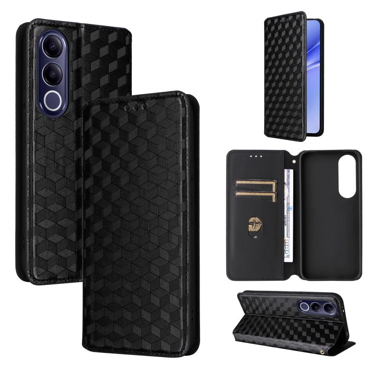 Cubic Grid Texture Flip Leather Phone Case, For vivo iQOO Z11S / V80 Lite SEA, For vivo S2 5G / V80 Lite 5G, For vivo Y05e 4G / T5e 4G, For vivo X300 E 5G, For vivo iQOO Z11 5G / T5 Pro 5G / Y500 4G, For vivo Y600 Turbo 5G, For vivo X300 FE / S50 Pro m...