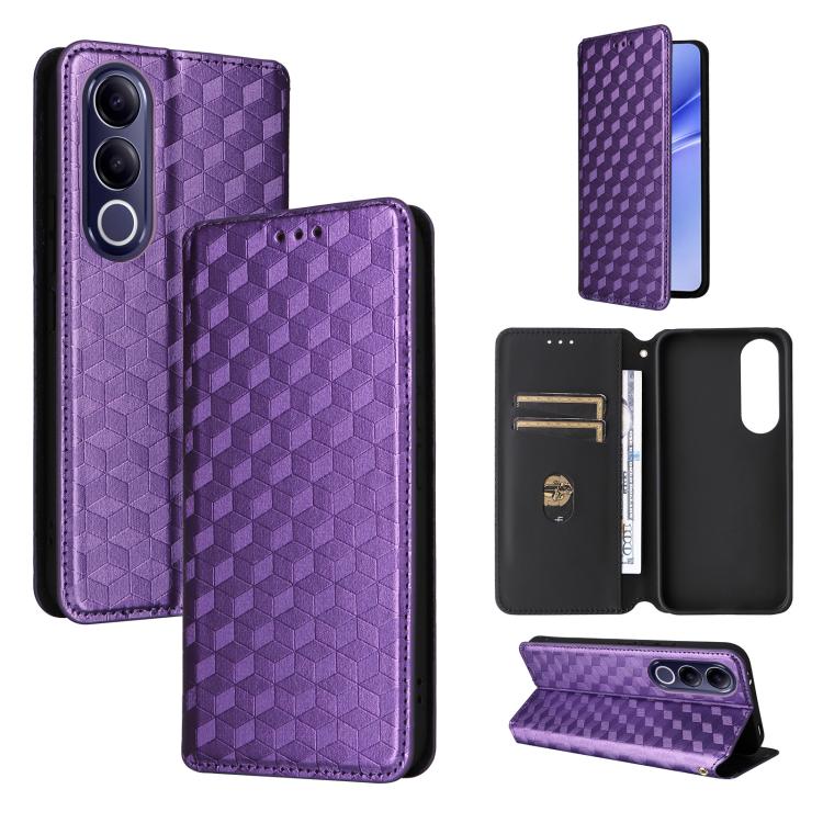 Cubic Grid Texture Flip Leather Phone Case, For vivo iQOO Z11S / V80 Lite SEA, For vivo S2 5G / V80 Lite 5G, For vivo Y05e 4G / T5e 4G, For vivo X300 E 5G, For vivo iQOO Z11 5G / T5 Pro 5G / Y500 4G, For vivo Y600 Turbo 5G, For vivo X300 FE / S50 Pro m...