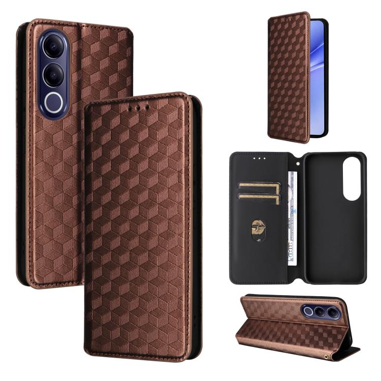 Cubic Grid Texture Flip Leather Phone Case, For vivo iQOO Z11S / V80 Lite SEA, For vivo S2 5G / V80 Lite 5G, For vivo Y05e 4G / T5e 4G, For vivo X300 E 5G, For vivo iQOO Z11 5G / T5 Pro 5G / Y500 4G, For vivo Y600 Turbo 5G, For vivo X300 FE / S50 Pro m...