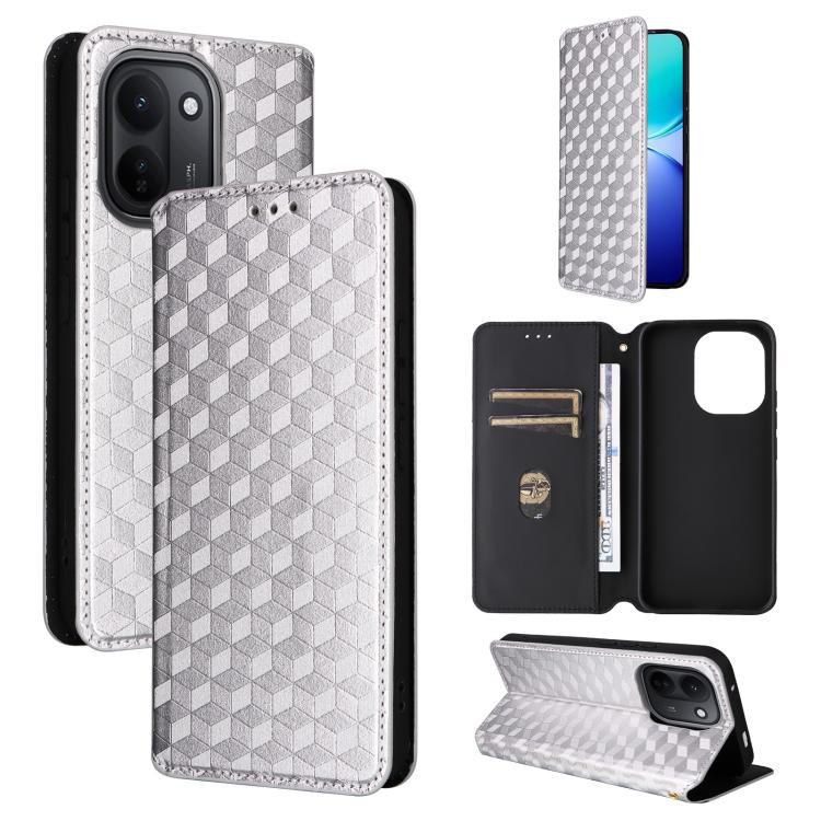 Cubic Grid Texture Flip Leather Phone Case, For vivo iQOO Z11S / V80 Lite SEA, For vivo S2 5G / V80 Lite 5G, For vivo Y05e 4G / T5e 4G, For vivo X300 E 5G, For vivo iQOO Z11 5G / T5 Pro 5G / Y500 4G, For vivo Y600 Turbo 5G, For vivo X300 FE / S50 Pro m...