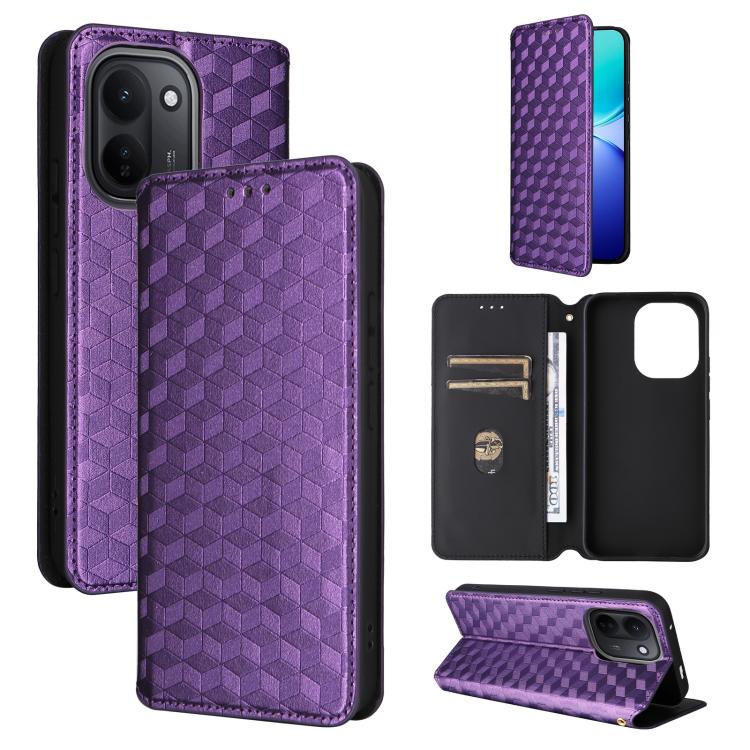 Cubic Grid Texture Flip Leather Phone Case, For vivo iQOO Z11S / V80 Lite SEA, For vivo S2 5G / V80 Lite 5G, For vivo Y05e 4G / T5e 4G, For vivo X300 E 5G, For vivo iQOO Z11 5G / T5 Pro 5G / Y500 4G, For vivo Y600 Turbo 5G, For vivo X300 FE / S50 Pro m...
