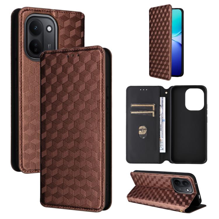 Cubic Grid Texture Flip Leather Phone Case, For vivo iQOO Z11S / V80 Lite SEA, For vivo S2 5G / V80 Lite 5G, For vivo Y05e 4G / T5e 4G, For vivo X300 E 5G, For vivo iQOO Z11 5G / T5 Pro 5G / Y500 4G, For vivo Y600 Turbo 5G, For vivo X300 FE / S50 Pro m...