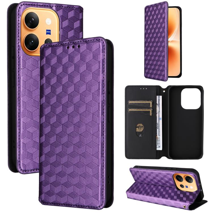 Cubic Grid Texture Flip Leather Phone Case, For vivo iQOO Z11S / V80 Lite SEA, For vivo S2 5G / V80 Lite 5G, For vivo Y05e 4G / T5e 4G, For vivo X300 E 5G, For vivo iQOO Z11 5G / T5 Pro 5G / Y500 4G, For vivo Y600 Turbo 5G, For vivo X300 FE / S50 Pro m...