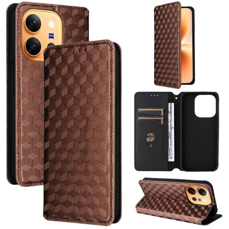 Cubic Grid Texture Flip Leather Phone Case, For vivo iQOO Z11S / V80 Lite SEA, For vivo S2 5G / V80 Lite 5G, For vivo Y05e 4G / T5e 4G, For vivo X300 E 5G, For vivo iQOO Z11 5G / T5 Pro 5G / Y500 4G, For vivo Y600 Turbo 5G, For vivo X300 FE / S50 Pro m...