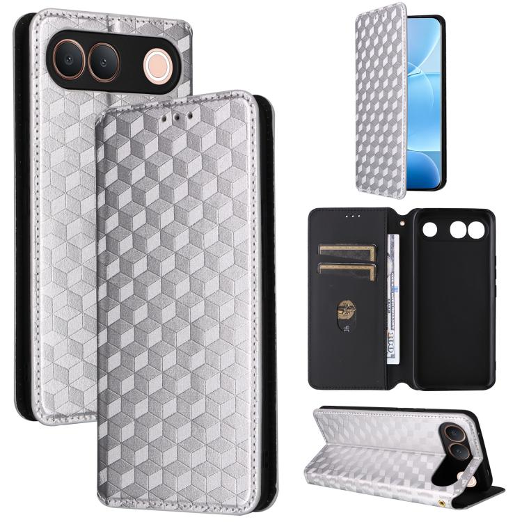 Cubic Grid Texture Flip Leather Phone Case, For vivo iQOO Z11S / V80 Lite SEA, For vivo S2 5G / V80 Lite 5G, For vivo Y05e 4G / T5e 4G, For vivo X300 E 5G, For vivo iQOO Z11 5G / T5 Pro 5G / Y500 4G, For vivo Y600 Turbo 5G, For vivo X300 FE / S50 Pro m...