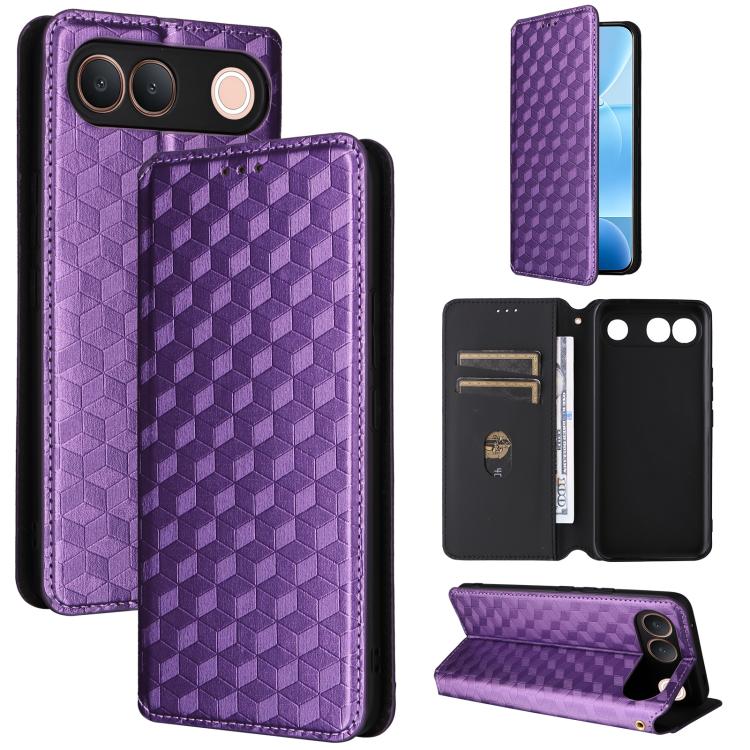 Cubic Grid Texture Flip Leather Phone Case, For vivo iQOO Z11S / V80 Lite SEA, For vivo S2 5G / V80 Lite 5G, For vivo Y05e 4G / T5e 4G, For vivo X300 E 5G, For vivo iQOO Z11 5G / T5 Pro 5G / Y500 4G, For vivo Y600 Turbo 5G, For vivo X300 FE / S50 Pro m...