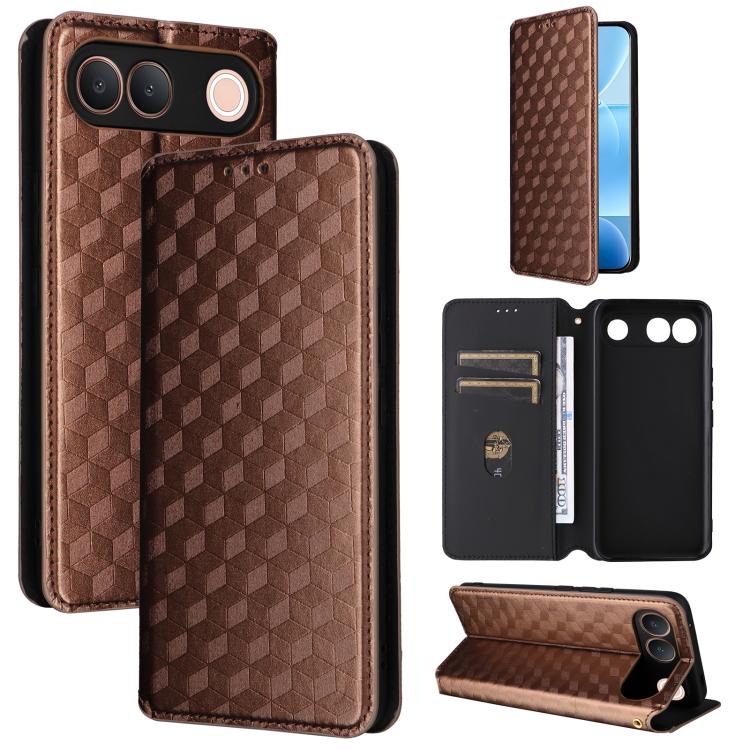 Cubic Grid Texture Flip Leather Phone Case, For vivo iQOO Z11S / V80 Lite SEA, For vivo S2 5G / V80 Lite 5G, For vivo Y05e 4G / T5e 4G, For vivo X300 E 5G, For vivo iQOO Z11 5G / T5 Pro 5G / Y500 4G, For vivo Y600 Turbo 5G, For vivo X300 FE / S50 Pro m...