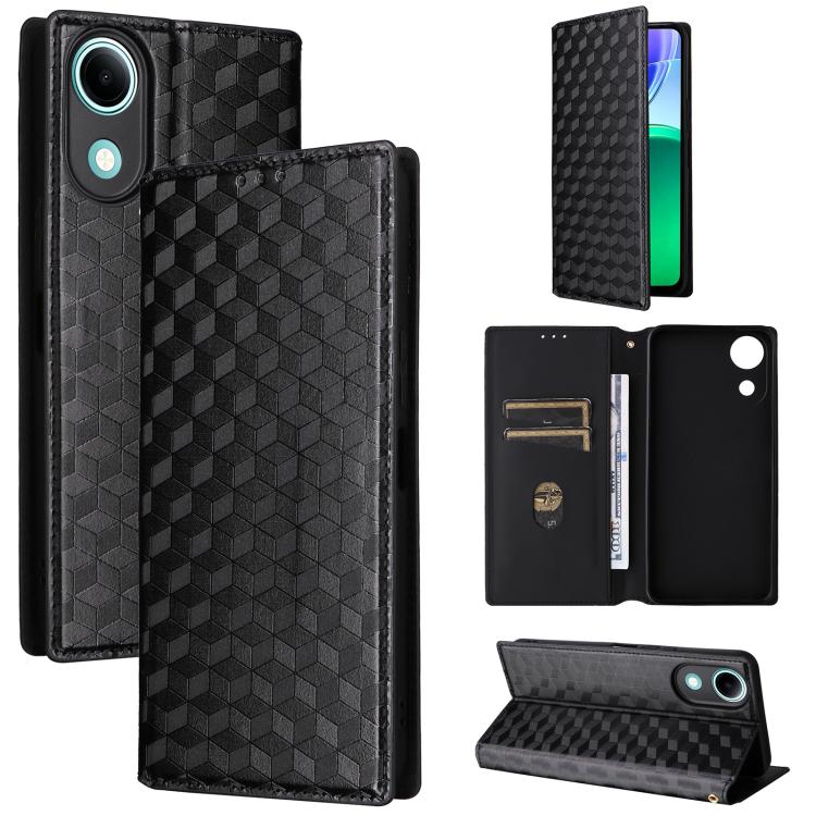 Cubic Grid Texture Flip Leather Phone Case, For vivo iQOO Z11S / V80 Lite SEA, For vivo S2 5G / V80 Lite 5G, For vivo Y05e 4G / T5e 4G, For vivo X300 E 5G, For vivo iQOO Z11 5G / T5 Pro 5G / Y500 4G, For vivo Y600 Turbo 5G, For vivo X300 FE / S50 Pro m...