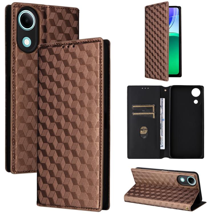 Cubic Grid Texture Flip Leather Phone Case, For vivo iQOO Z11S / V80 Lite SEA, For vivo S2 5G / V80 Lite 5G, For vivo Y05e 4G / T5e 4G, For vivo X300 E 5G, For vivo iQOO Z11 5G / T5 Pro 5G / Y500 4G, For vivo Y600 Turbo 5G, For vivo X300 FE / S50 Pro m...