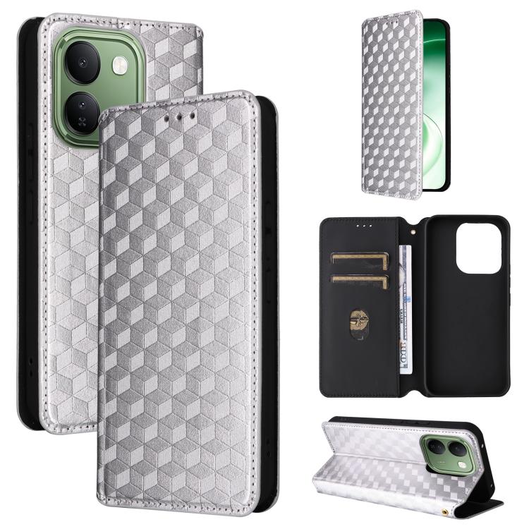 Cubic Grid Texture Flip Leather Phone Case, For vivo iQOO Z11S / V80 Lite SEA, For vivo S2 5G / V80 Lite 5G, For vivo Y05e 4G / T5e 4G, For vivo X300 E 5G, For vivo iQOO Z11 5G / T5 Pro 5G / Y500 4G, For vivo Y600 Turbo 5G, For vivo X300 FE / S50 Pro m...