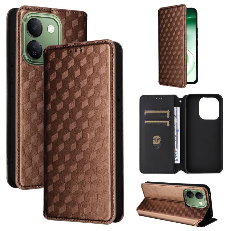 Cubic Grid Texture Flip Leather Phone Case, For vivo iQOO Z11S / V80 Lite SEA, For vivo S2 5G / V80 Lite 5G, For vivo Y05e 4G / T5e 4G, For vivo X300 E 5G, For vivo iQOO Z11 5G / T5 Pro 5G / Y500 4G, For vivo Y600 Turbo 5G, For vivo X300 FE / S50 Pro m...
